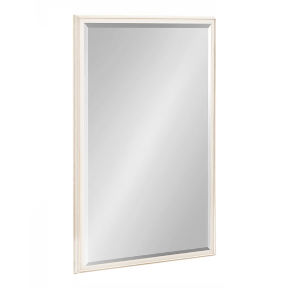 Kate and Laurel Oakhurst Traditional Rectangle Wall Mirror, 24 x 36, Soft White, Vintage Statement Mirror with Stepped Frame and Beveled Edge Design