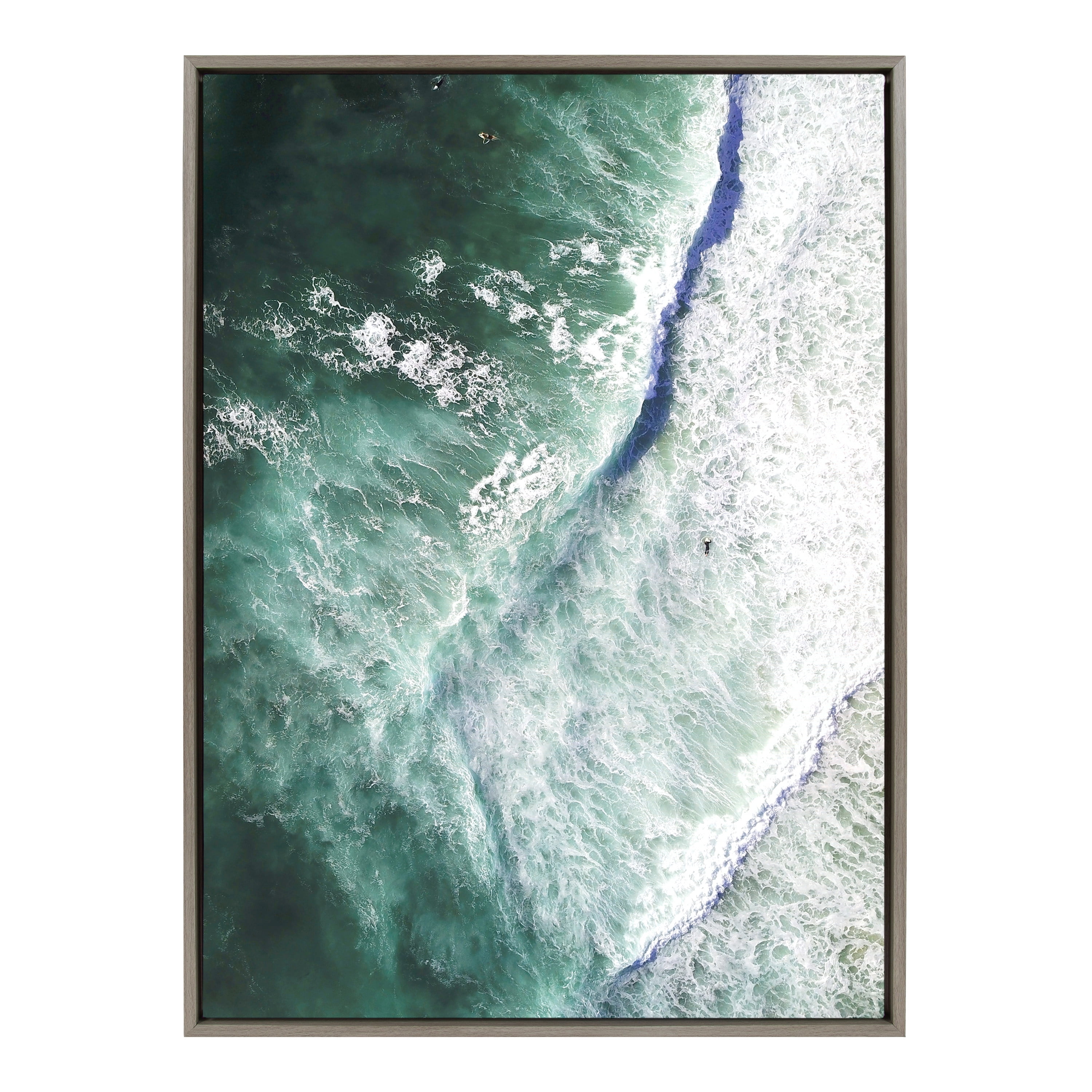 Paddle Out Ocean Waves Framed Canvas Wall Art