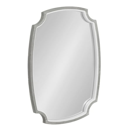 Kate and Laurel Orianne Coastal Wall Mirror, 21 x 32, White and Gray, Beautiful Traditional Mirror with Scalloped Corners for Wall