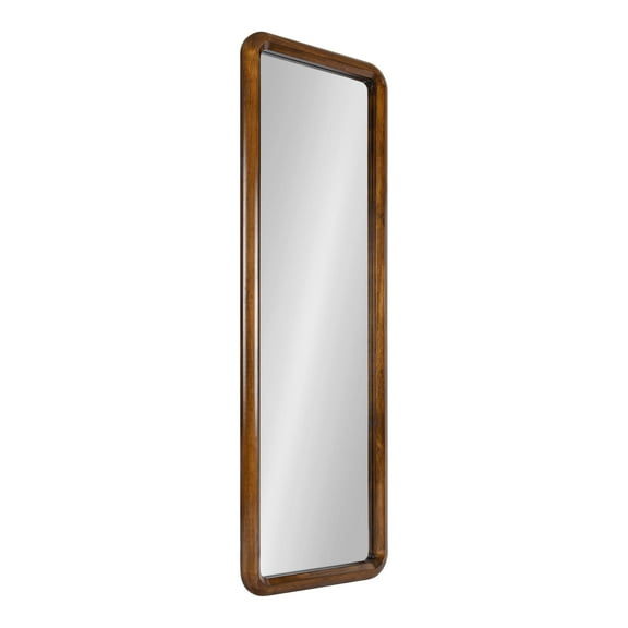 Kate and Laurel Pao Mid-Century Panel Wood Framed Wall Mirror, 16 x 48, Walnut Brown, Modern Full Length Mirror for Wall