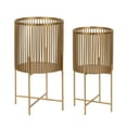 thumbnail image 1 of Kate and Laurel Paynter Modern 2-Piece Metal Floor Planter Set with Foldable Stand, Gold, 1 of 6