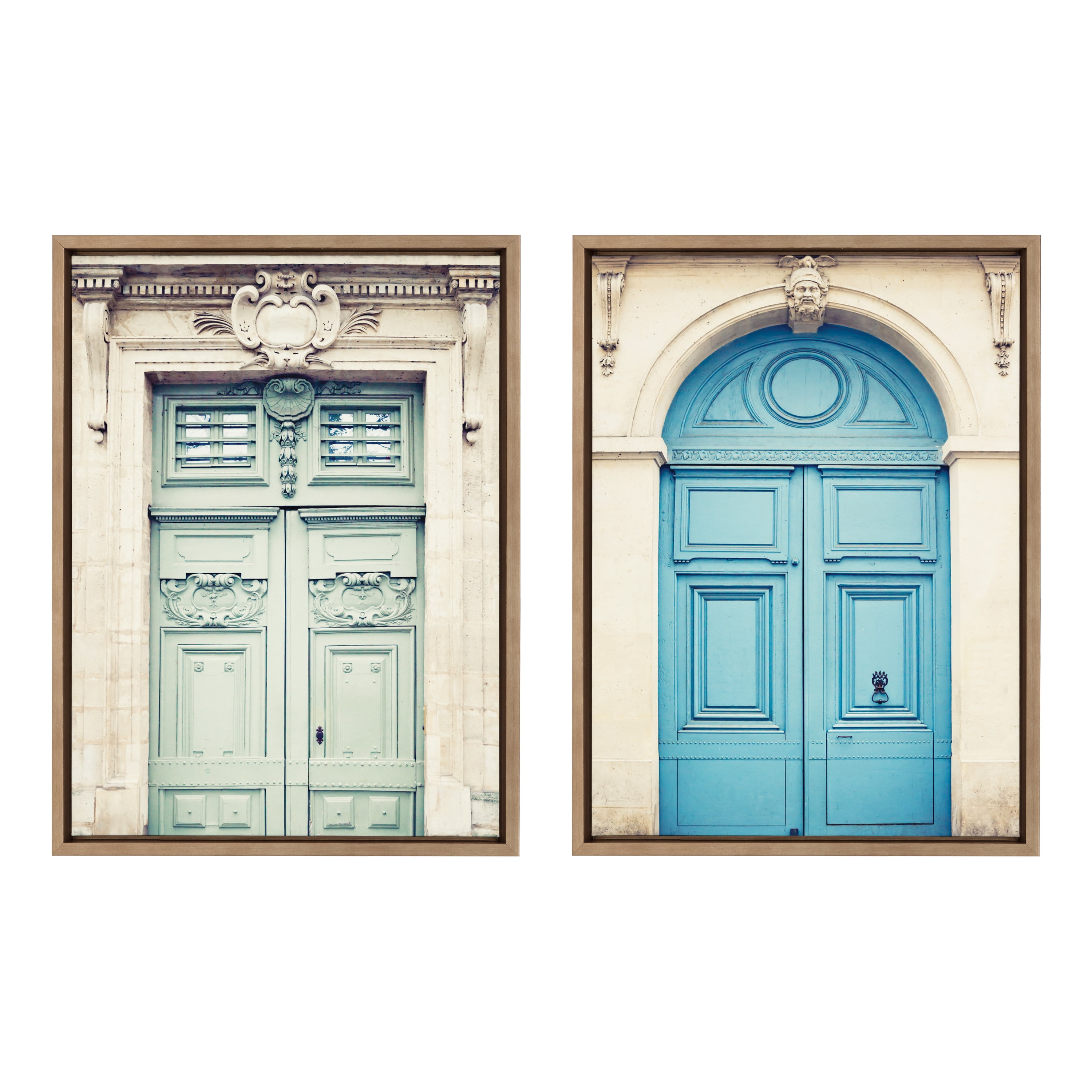 18" x 24" Gold Framed Classic Parisian Door Canvas Art Set