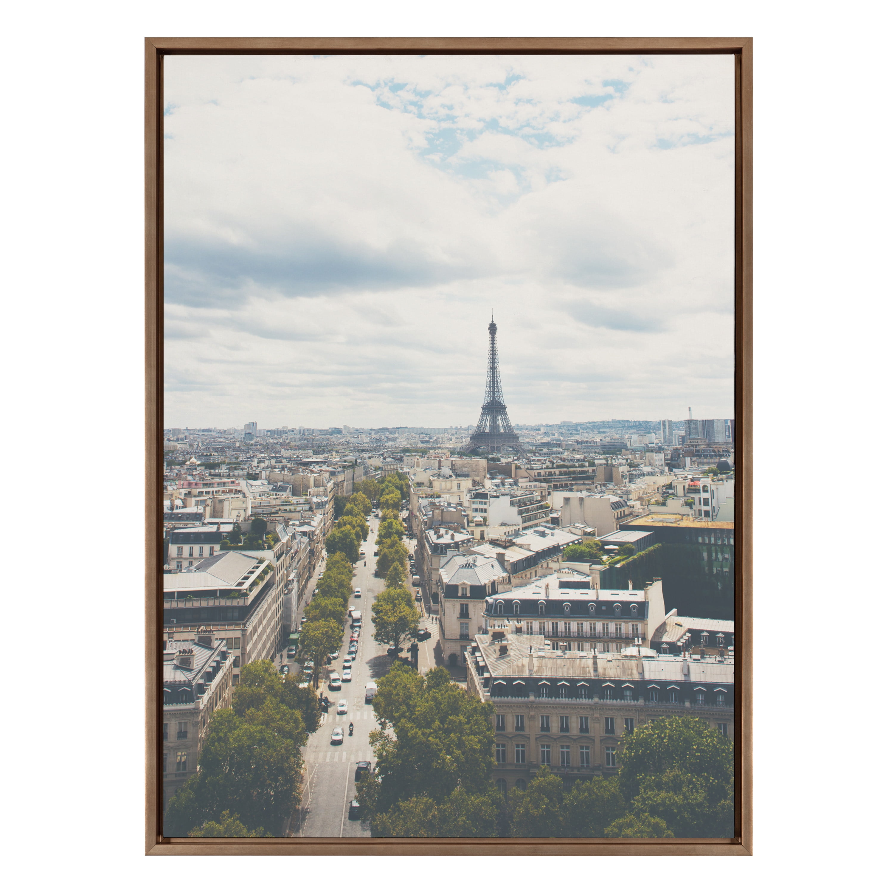 Large Gold Framed Parisian Cityscape Canvas Wall Art