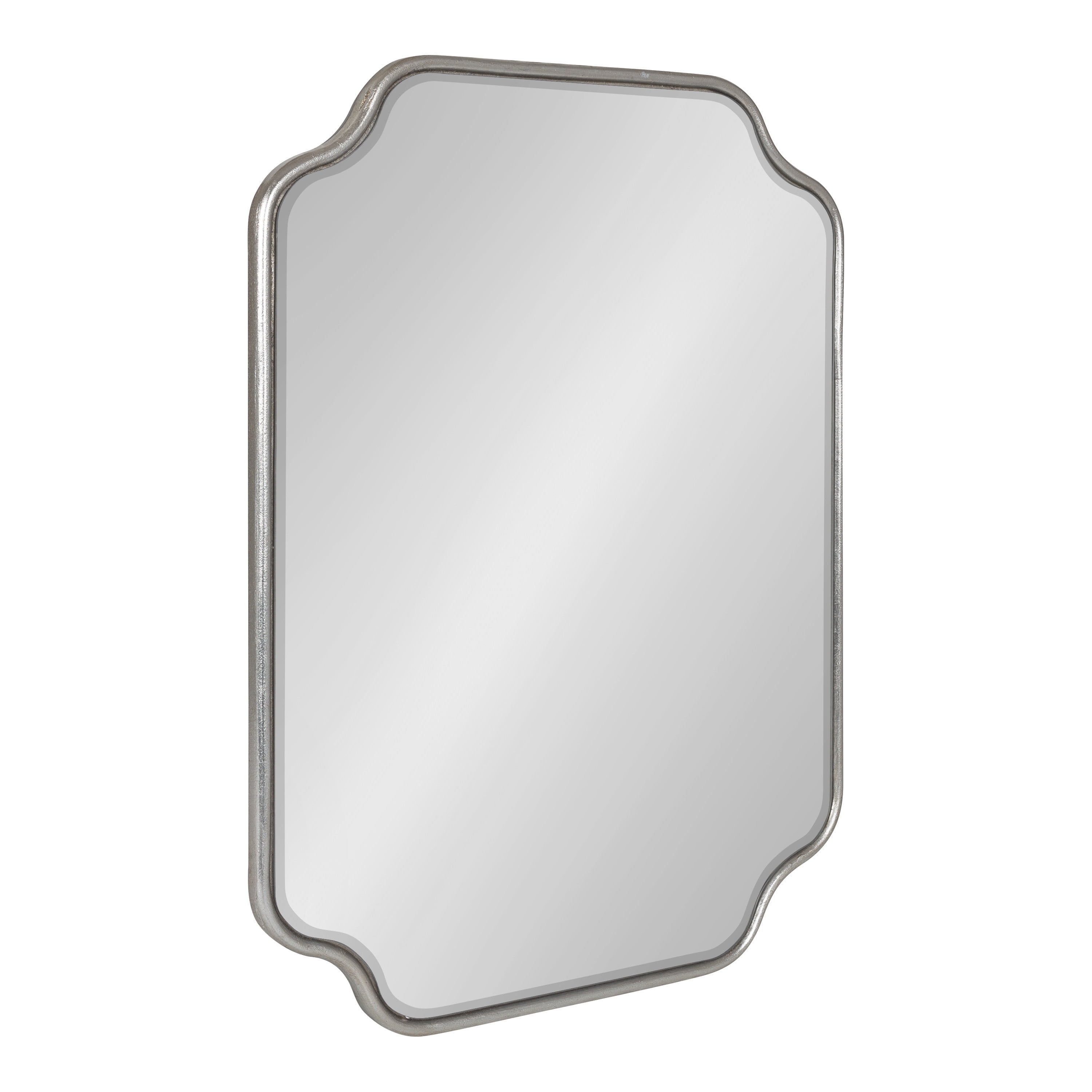 Scalloped Edge Silver Full-Length Wooden Vanity Mirror