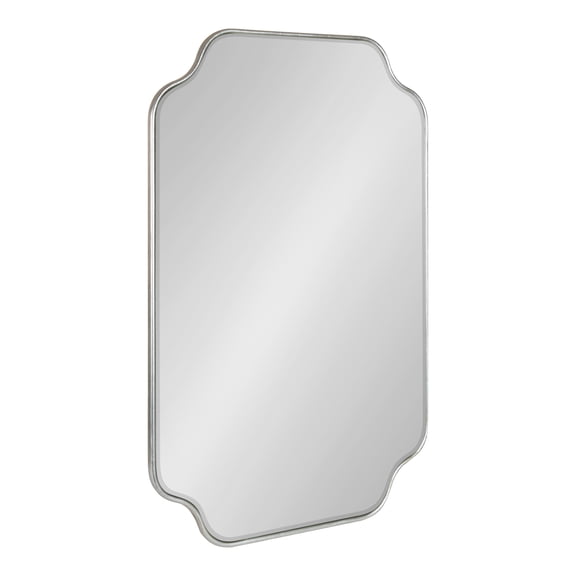 Kate and Laurel Plumley Glam Scalloped Wall Mirror, 24 x 36, Silver, Transitional Mirror Wall Decor