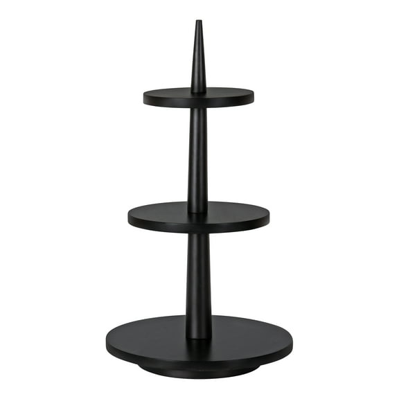 Kate and Laurel Praxis Wood Tiered Tray, Black 12x12x23