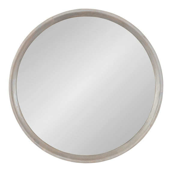 Kate and Laurel Prema Soft Round Circle Modern Wall Mirror, Whitewash Gray, 24, Framed Round Circular Mango Wood Mirror for Minimal Home Decor