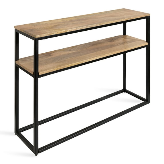 Kate and Laurel Quarles Wood and Metal Console Table, Natural/Black 36x10x30