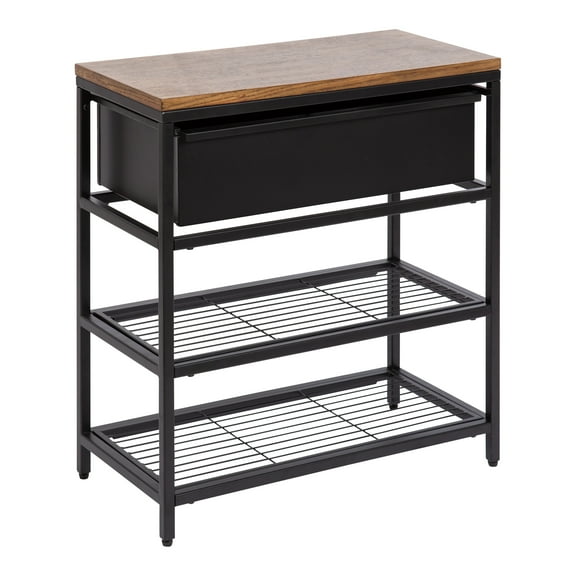 Kate and Laurel Randall Decorative Storage Table, 24 x 12 x 26, Natural Wood and Black, Decorative Casual Industrial Modern Multi-Use Storage