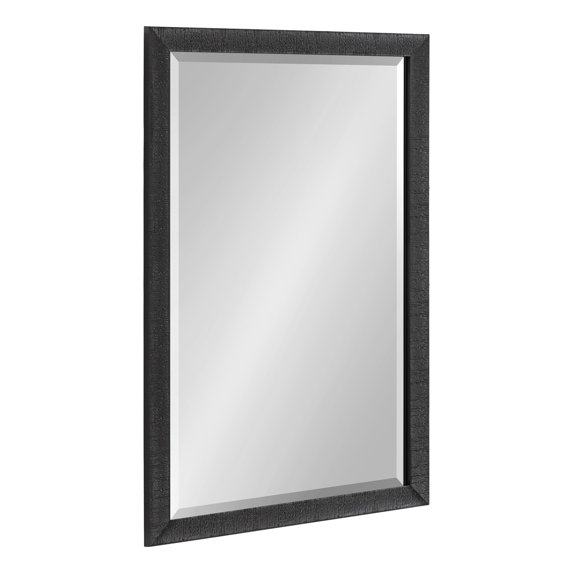 Kate and Laurel Reyna Modern Rectangle Wall Mirror, 20 x 30, Black, Framed Rectangular Bathroom Vanity Mirror with Ribbed Texture and Beveled Edge