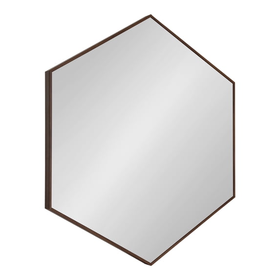 Kate and Laurel Rhodes 6-Sided Hexagon Wall Mirror, 30.75x34.75 Walnut Brown
