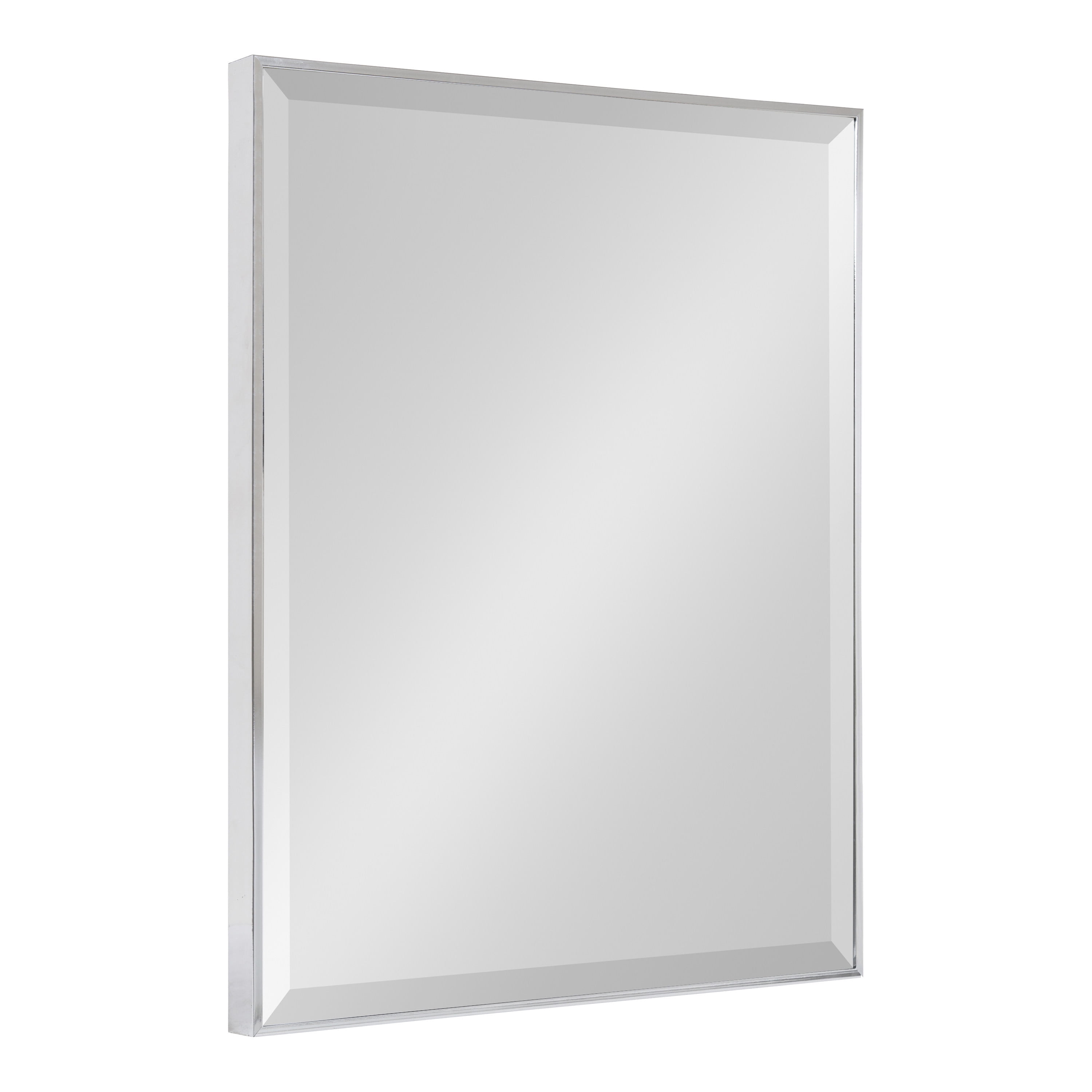 Kate and Laurel Rhodes Large Framed Decorative Rectangle Wall Mirror, 22.75x28.75 Chrome Silver
