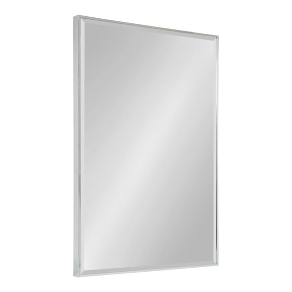 Kate and Laurel Rhodes Large Framed Decorative Rectangle Wall Mirror, 24.75x36.75 Chrome Silver