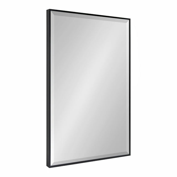 Kate and Laurel Rhodes Large Framed Decorative Rectangle Wall Mirror, 25" x 37", Black, Sleek Modern Hanging Wall Mirror