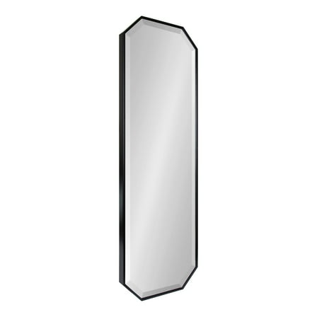 Kate and Laurel Rhodes Modern Full Length Octagon Wall Mirror, 16 x 48, Black, Decorative Glam Geometric Wall Accent