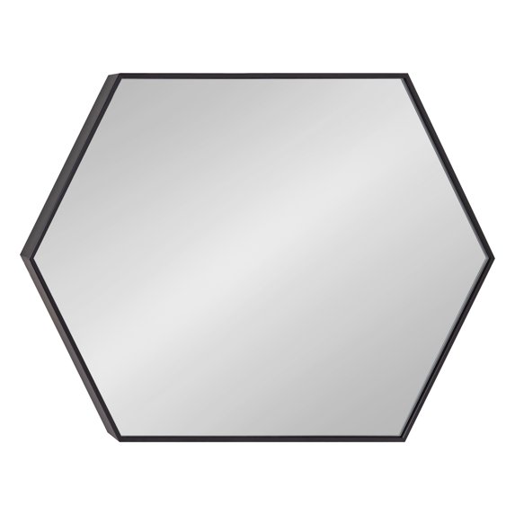 Kate and Laurel Rhodes Modern Hexagon Wall Mirror, 24" x 36", Black, Chic Geometric Wall Mirror