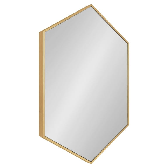 Kate and Laurel Rhodes Modern Hexagon Wall Mirror, 24" x 36", Gold, Chic Geometric Wall Mirror