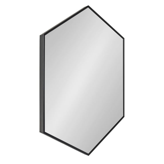 Kate and Laurel Rhodes Modern Hexagon Wall Mirror, 31" x 22", Black, Chic Geometric Wall Mirror