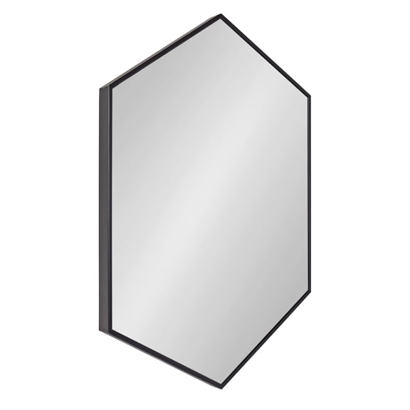 Kate and Laurel Rhodes Modern Hexagon Wall Mirror, 31" x 22", Black, Chic Geometric Wall Mirror