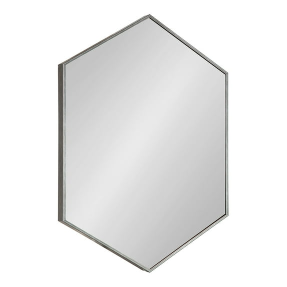 Kate and Laurel Rhodes Modern Hexagon Wall Mirror, 31" x 22", Dark Silver, Chic Geometric Wall Mirror