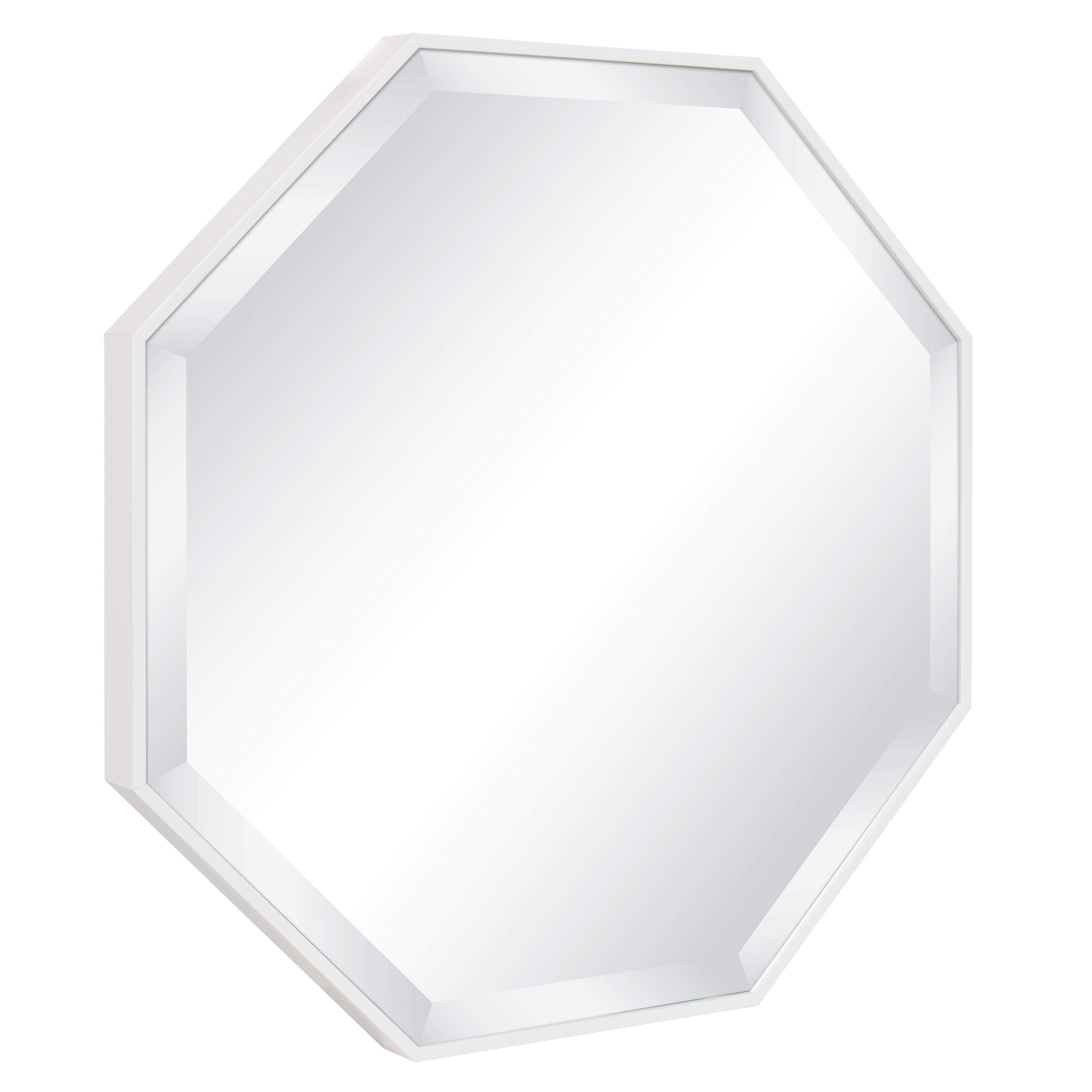 White Octagon Full Length Wall Mirror with Gold Trim