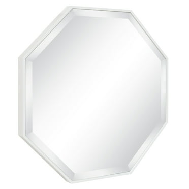 Kate and Laurel Rhodes Modern Octagon Wall Mirror, White 25x25 Inches