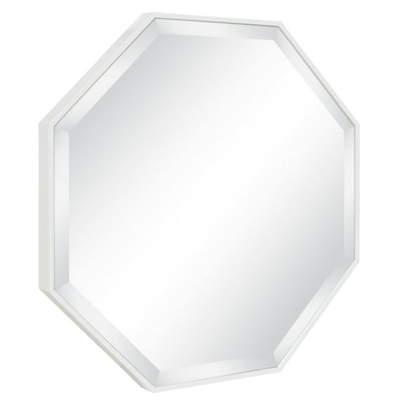 Kate and Laurel Rhodes Modern Octagon Wall Mirror, White 25x25 Inches