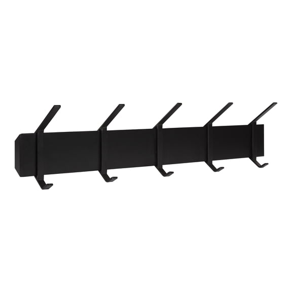 Kate and Laurel Rossmore Farmhouse 5-Hook Wall Hanging Coat Rack, Black