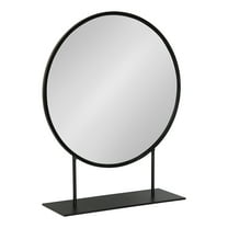 Kate and Laurel Rouen Modern Glam Round Metal Frame Table Mirror with Stand, Black