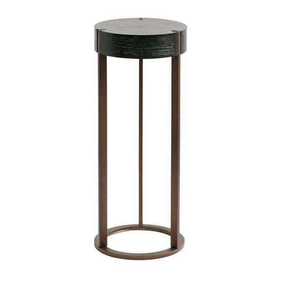 Kate and Laurel Rovin Modern Round Drink Table, 9 x 9 x 22, Black and Bronze, Wooden Living Room Accent Table for Small Spaces and Bedroom Home Decor