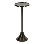 Kate and Laurel Sanzo Modern Pedestal Side Table, 9 x 9 x 23, Pewter, Decorative End Table With Hammered Tabletop
