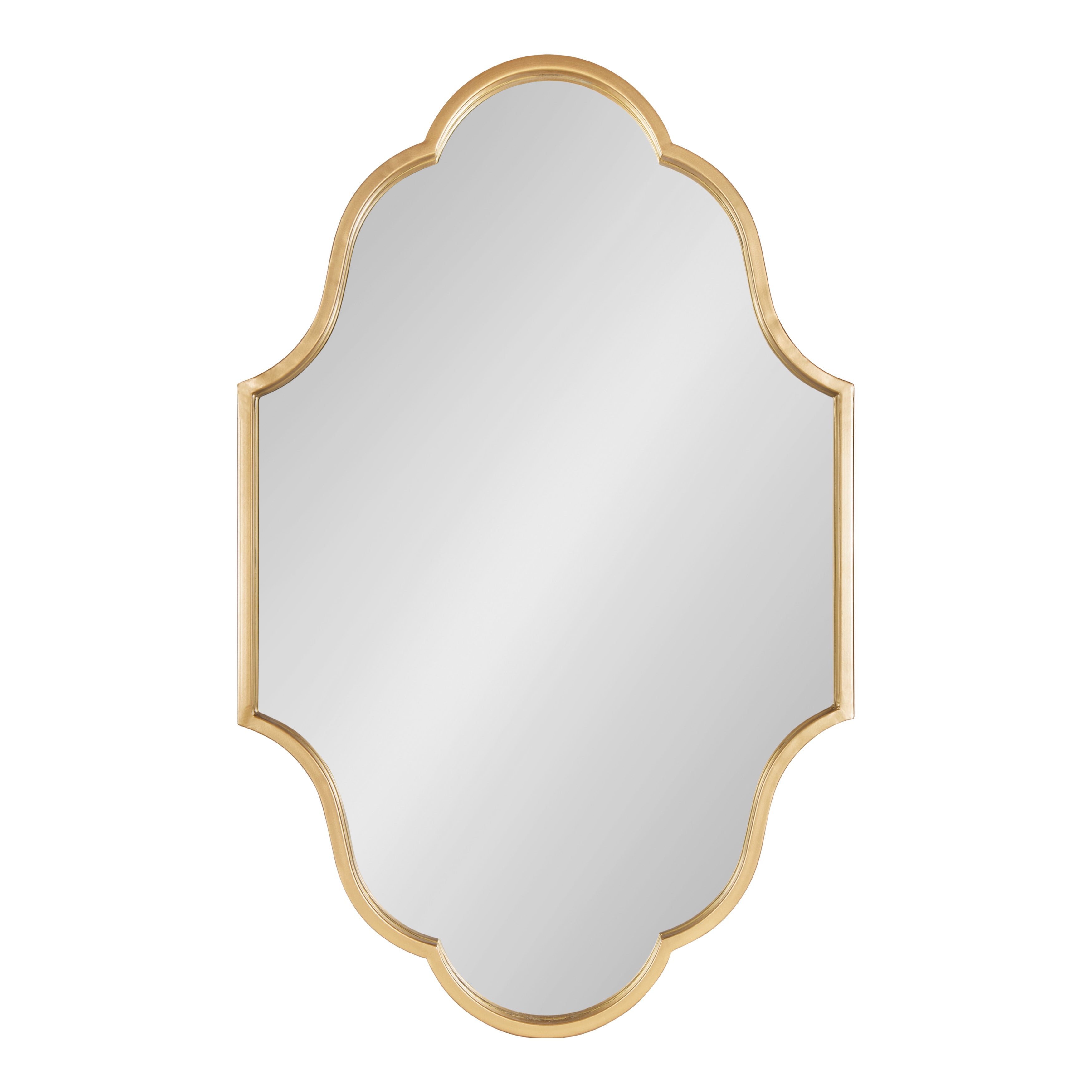 Gold Scalloped Rectangular Wall Mirror with Metal Frame