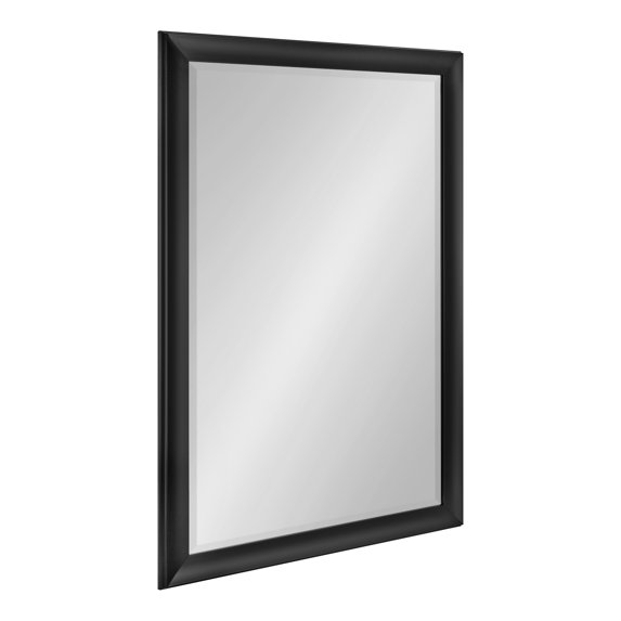 Kate and Laurel Scoop Framed Wall Mirror, 28 x 40, Black, Traditional Dark Large Mirror for Home Decor