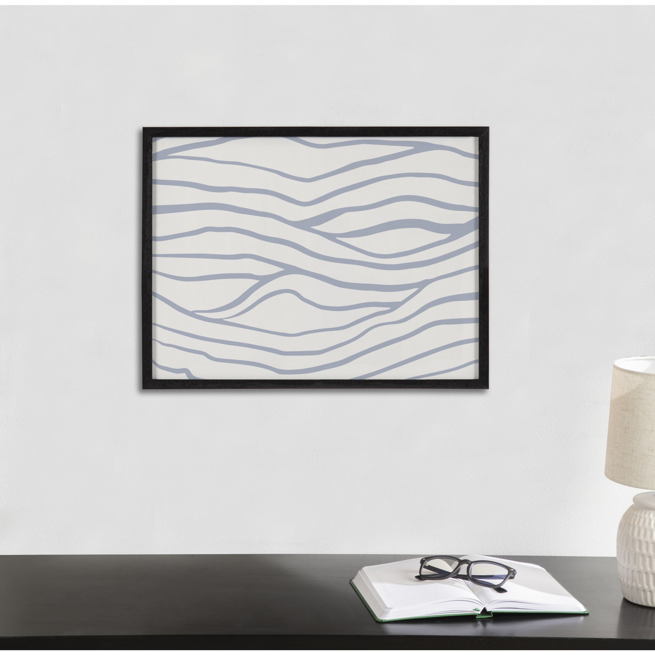 16" x 12" Black Framed Abstract Coastal Waves Print
