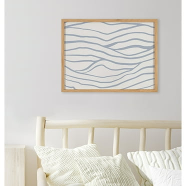 Kate and Laurel  Simple Elegant Coastal Waves Framed Wall Art by The Creative Bunch Studio, 16x12 Natural