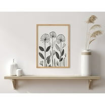 Kate and Laurel Simple Modern Linocut Botanicals Framed Wall Art by The Creative Bunch Studio, 12x16 Natural, Modern Floral Art for Wall