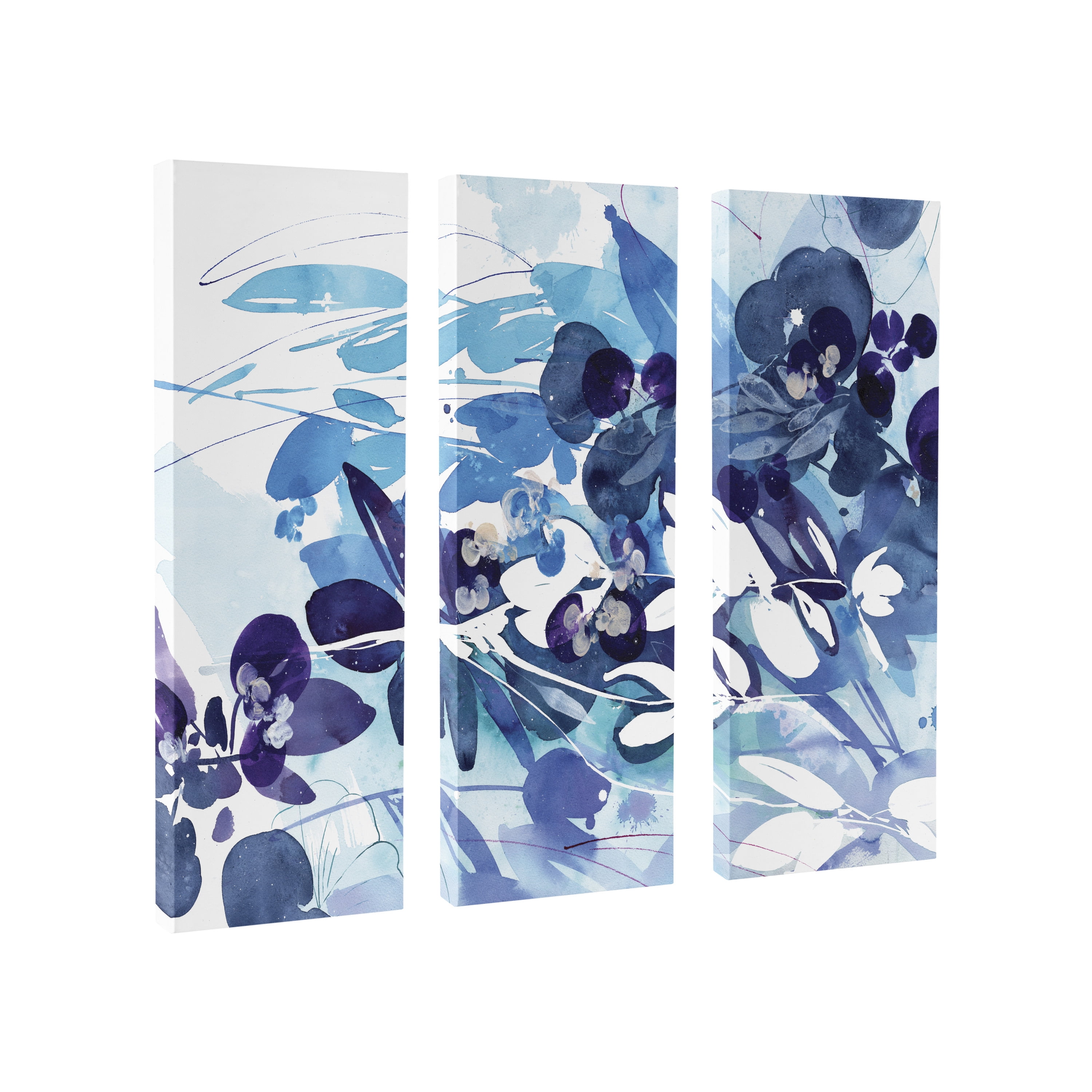 Soulmate Blue Floral 3-Piece Canvas Wall Art Set