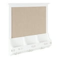 thumbnail image 1 of Kate and Laurel Stallard Wood Framed Wall Organizer with Fabric Pinboard, 24 x 24, White, Decorative Organizer With 3 Hooks and 3 Wooden Pockets, 1 of 6