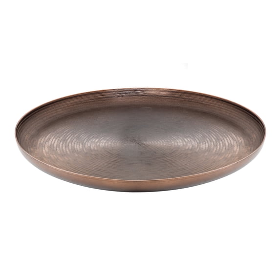 Kate and Laurel Stovring Round Metal Tray, Bronze 16" Diameter