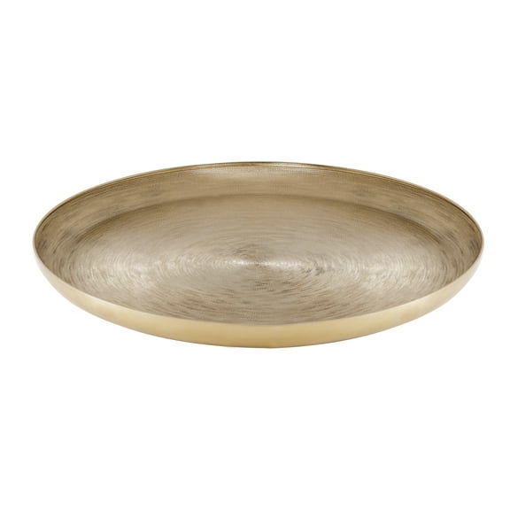 Kate and Laurel Stovring Round Metal Tray, Gold 16" Diameter