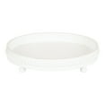 thumbnail image 1 of Kate and Laurel Strahm Round Wooden Beaded Tray, 16, White, Lightly Distressed Wood Decorative Tray for Display and Storage, 1 of 8