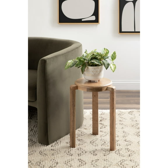 Kate and Laurel Stuart Wooden Round Side Table, 14 x 14 x 20, Natural Wood, Transitional Circle Nightstand Table for Use as Indoor Plant Stand or Living Room Accent Table