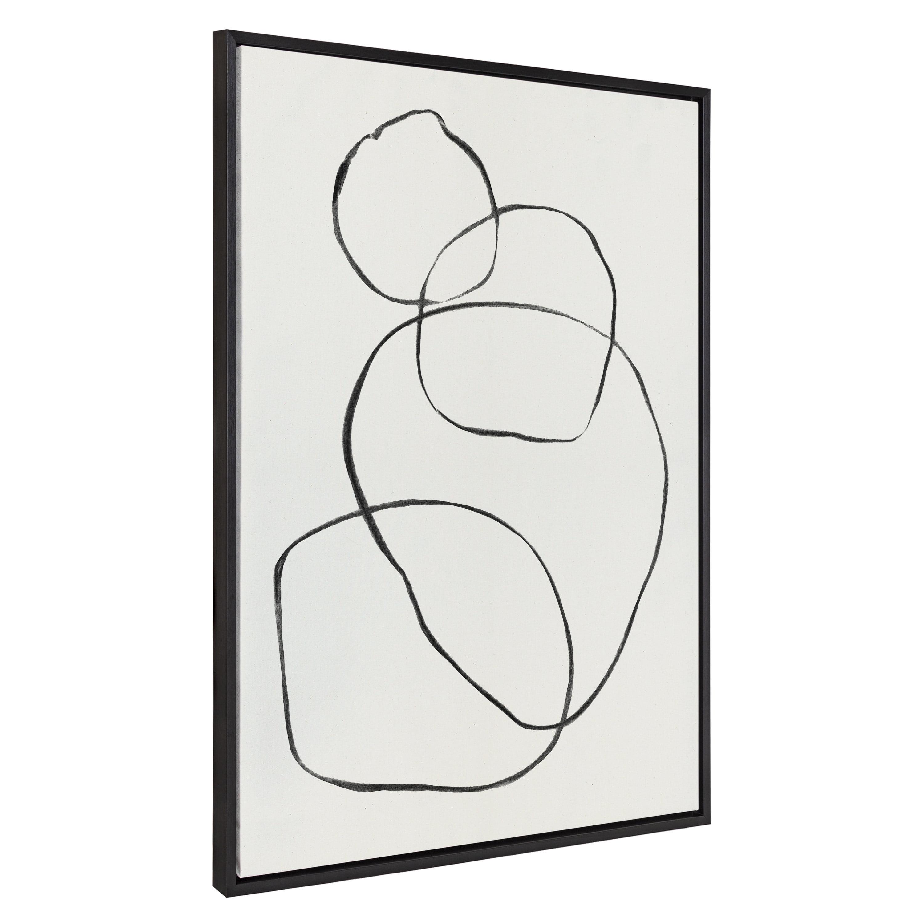 Black and White Abstract Canvas Wall Art with Polystyrene Frame, 31.5 x 42