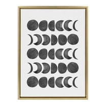 Kate and Laurel Sylvie 901 Moon Phases Black on White Framed Canvas Wall Art by Teju Reval of SnazzyHues, 18x24 Gold, Decorative Moon Art for Wall
