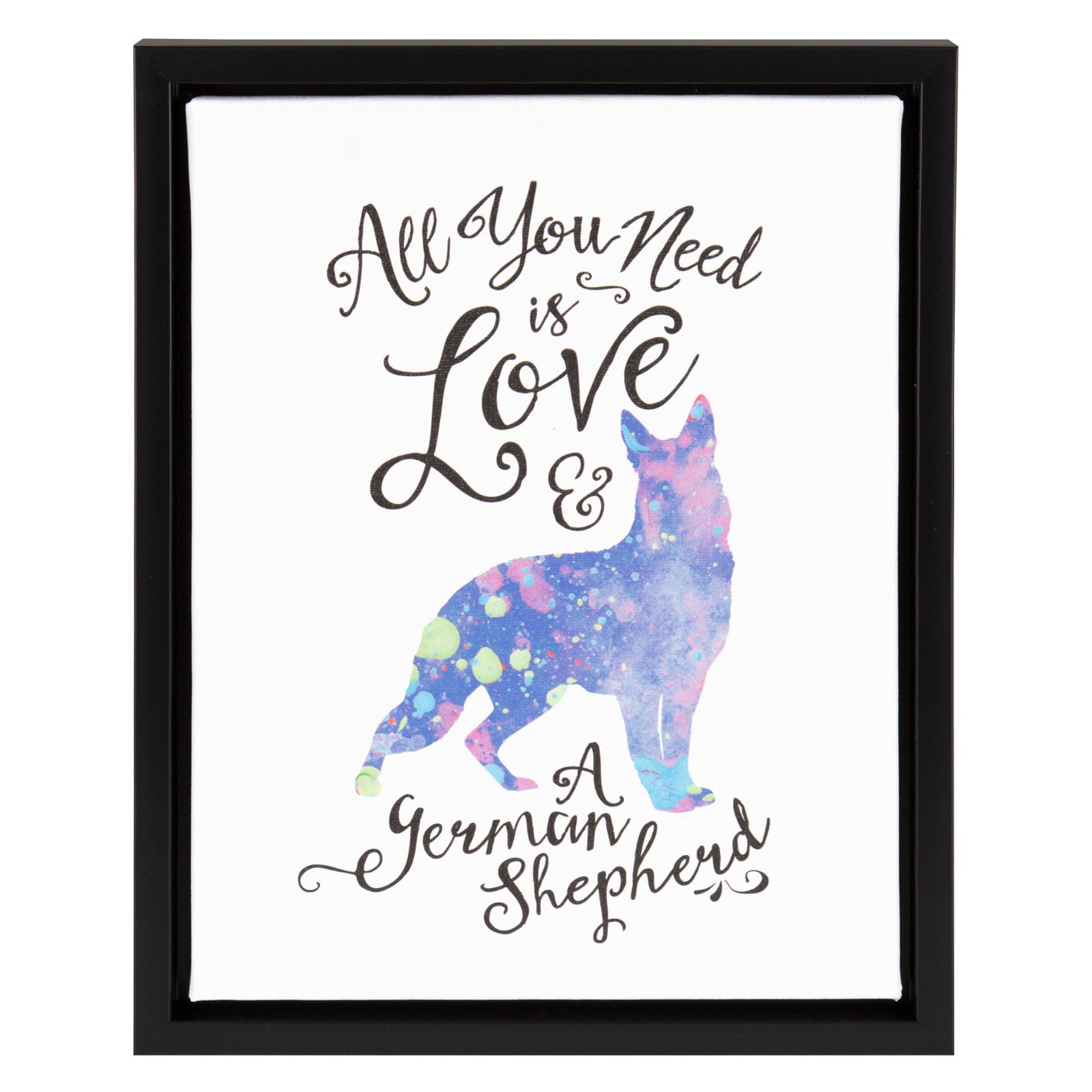 All You Need is Love German Shepherd Canvas Print with Black Frame