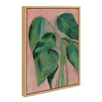 Kate and Laurel Sylvie Alocasia Framed Canvas Wall Art by Nikita Jariwala, 18x24 Natural, Soft Floral Greenery Leaf Art for Wall