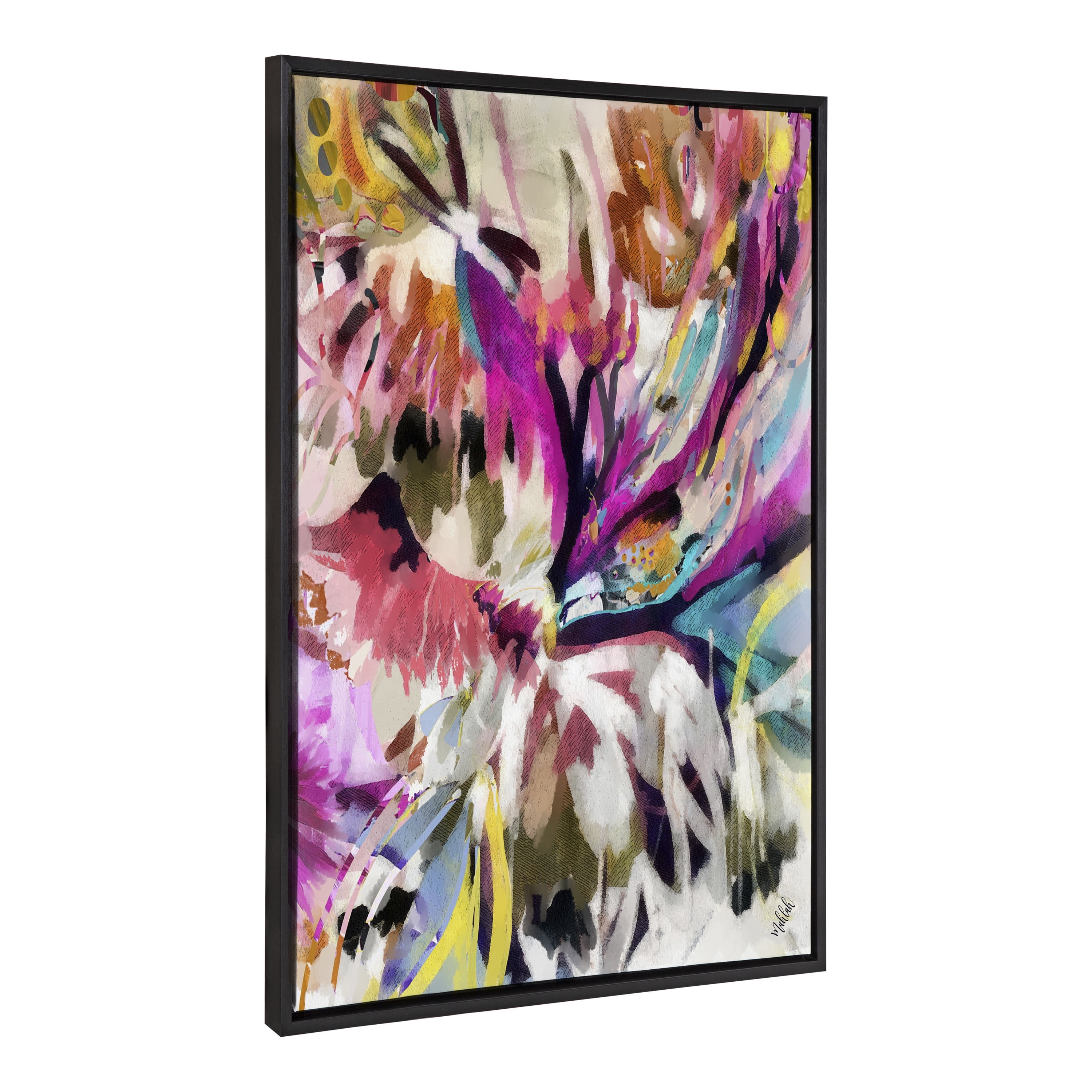 Sylvie Amaze Abstract Colorful Canvas Art in Black Frame, 28" x 38"