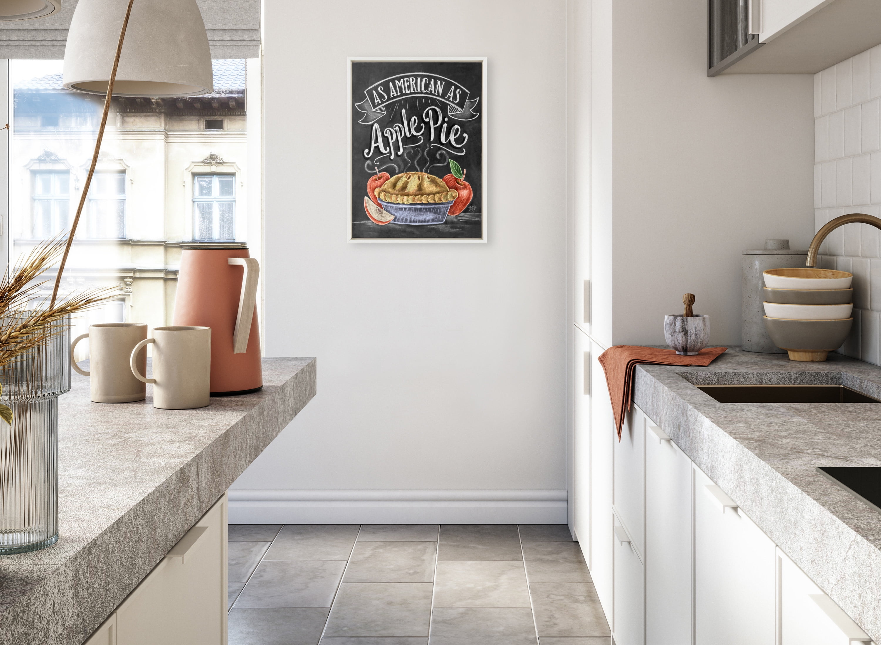 American Apple Pie Print on Canvas with White Frame, 18" x 24"