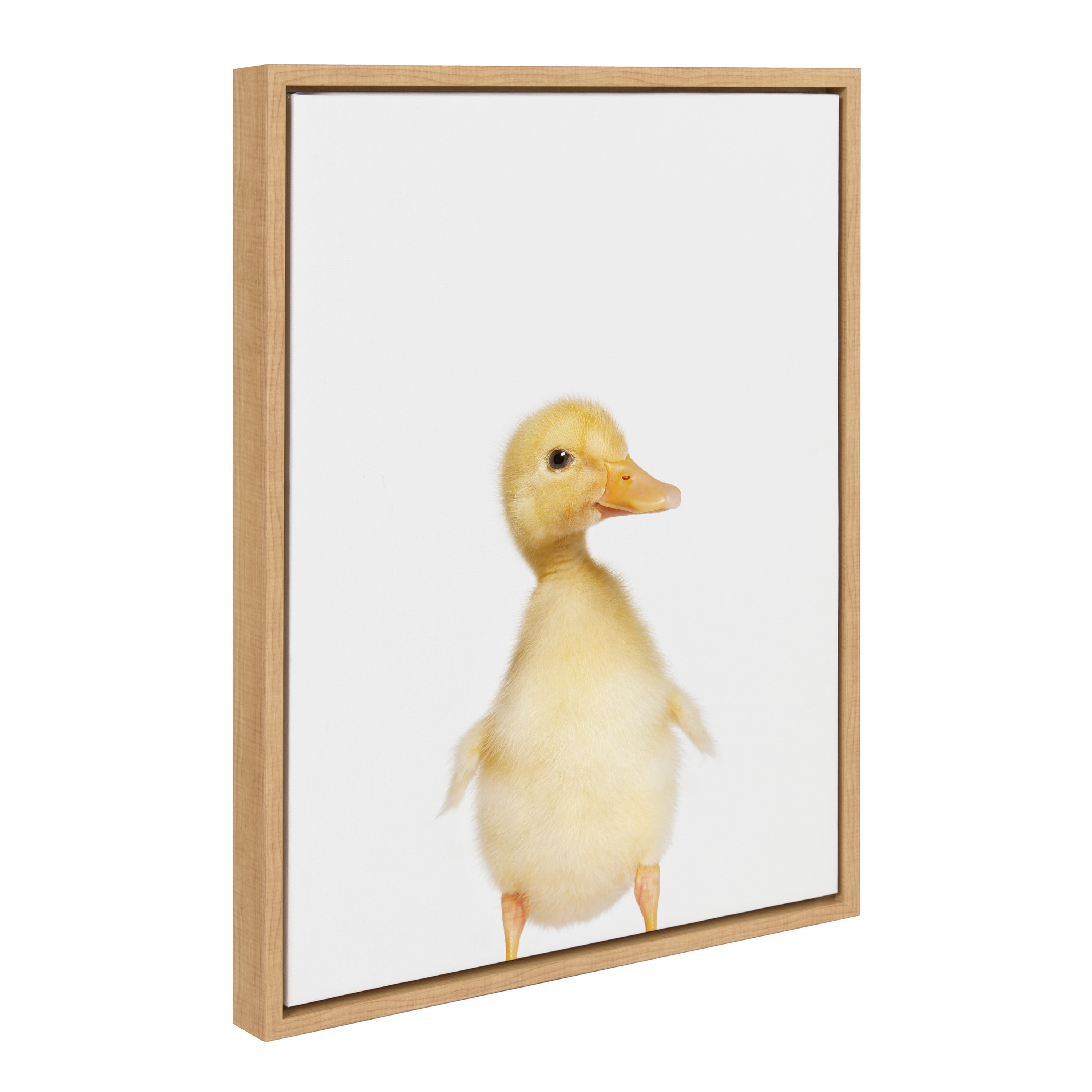 Natural Wood Framed Duck Canvas Print for Kids Nursery