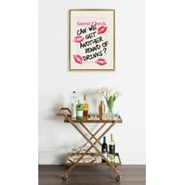 Kate and Laurel Sylvie Another Round Guest Check Framed Canvas Wall Art by Alli Standefer, 18x24 Bright Gold, Bar Drink Decor Art for Wall